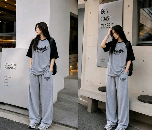 Women Oversized Raglan Printed Tshirts & Preety Women Lower/Baggy Fit Trousers & Pants/Trackpant/Top & Bottom Set